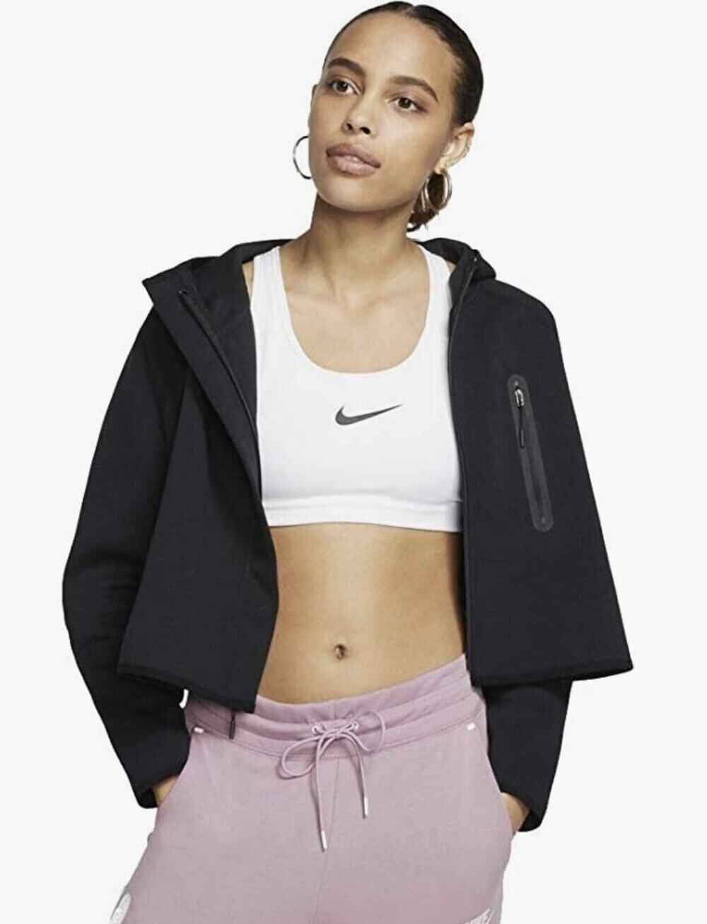 Nike Black Fleece Cape Hoodie Jacket Womens Size L Large BV3396-010 Black